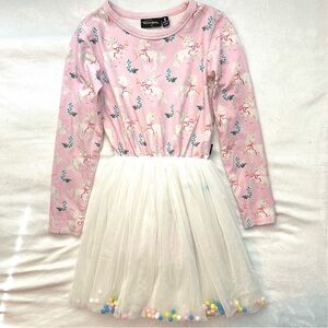 Rock Your Kid Pink Unicorn Colorful Pom Pom Tulle Circus Party Dress Girls 8 Kid